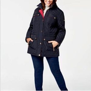 Michael Kors Plus Quilted Anorak Navy Jacket